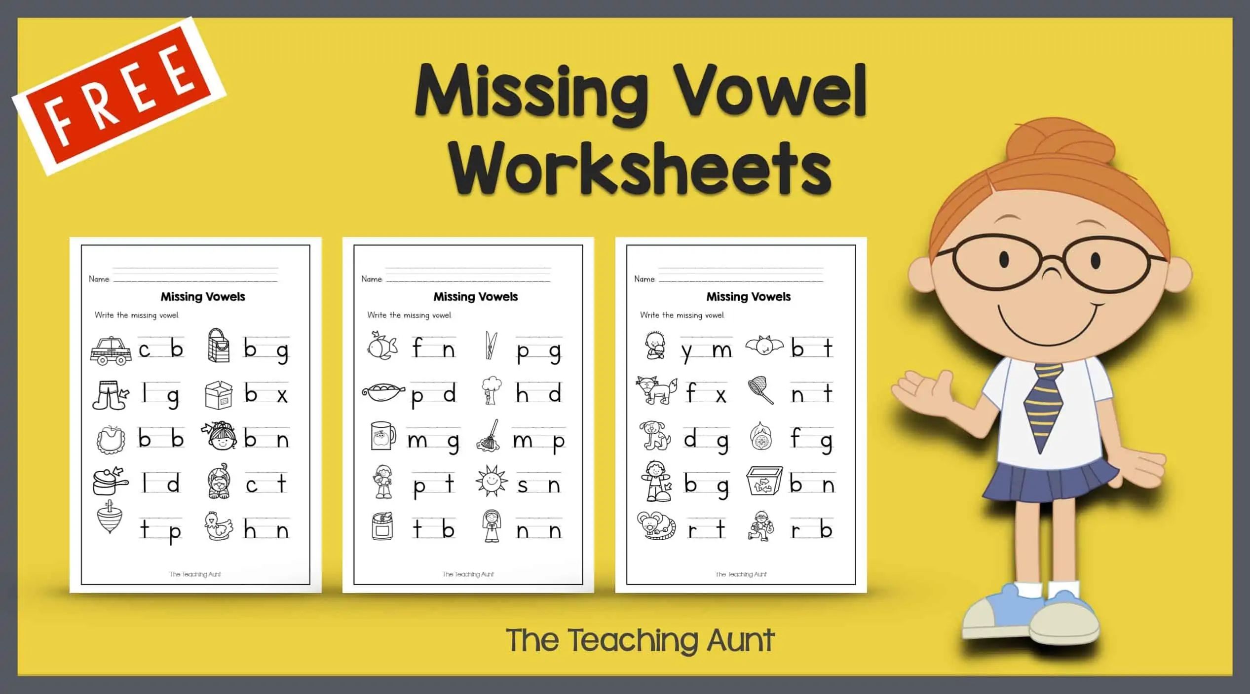 Missing Vowel Worksheets For Kindergarten The Teaching Aunt