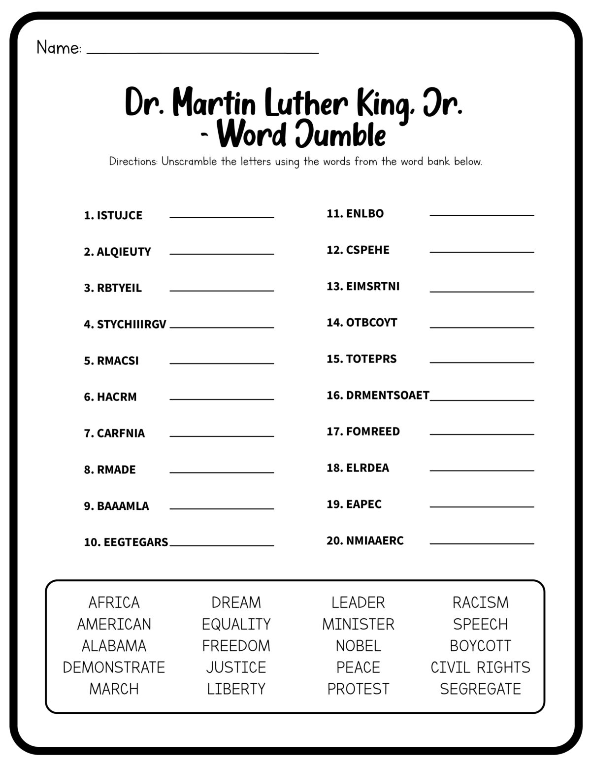 MLK Worksheets Engaging Activities To Celebrate Martin Luther King Jr 