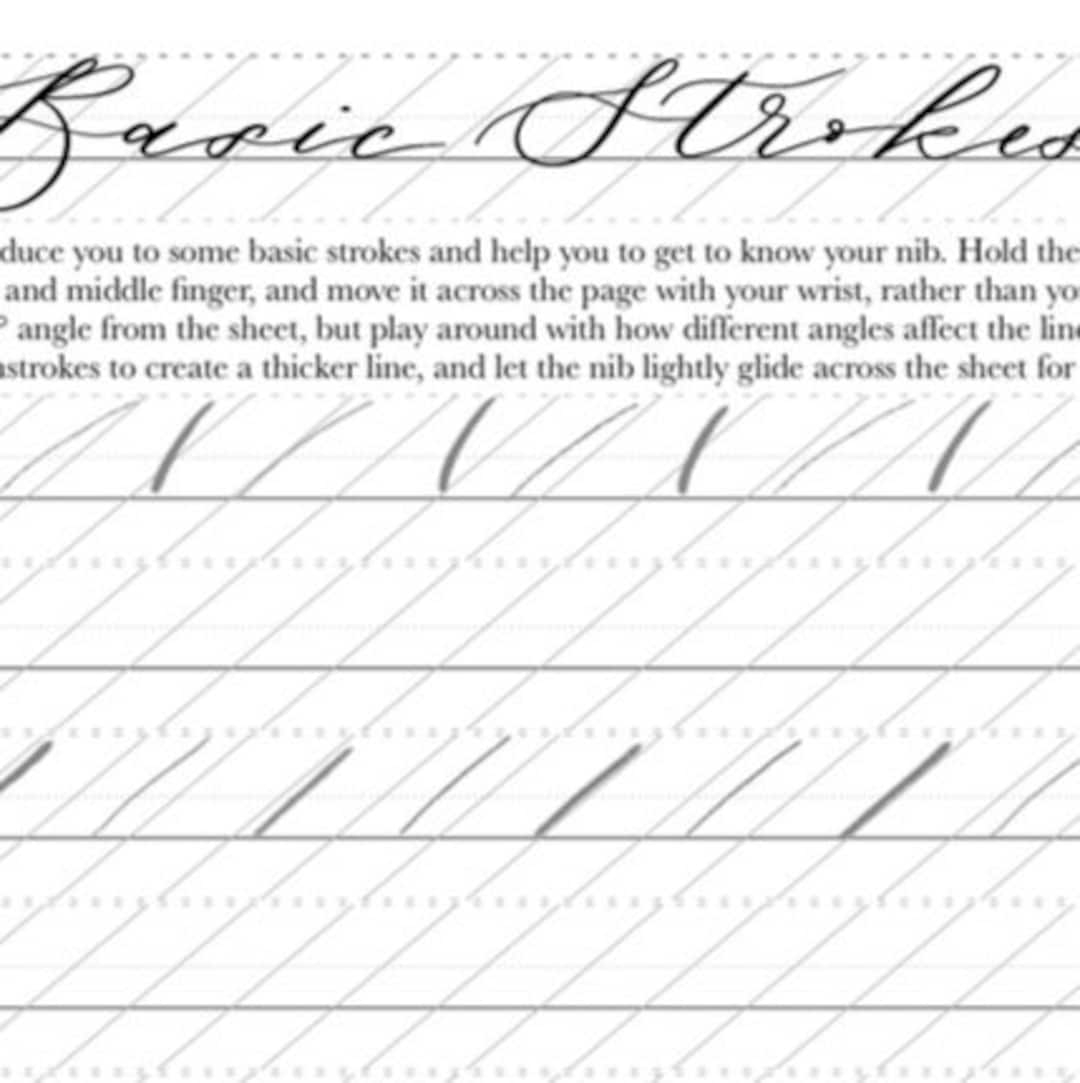 Modern Calligraphy Basic Strokes A4 Printable Worksheet Etsy Modern Calligraphy Basic Strokes A4 Printable Worksheet Etsy
