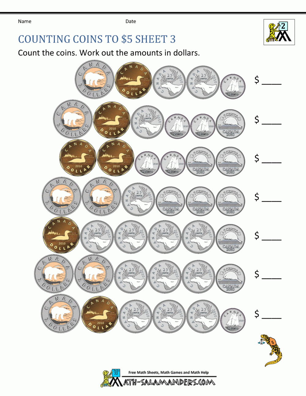 Money Worksheets Canada Money Worksheets Canada