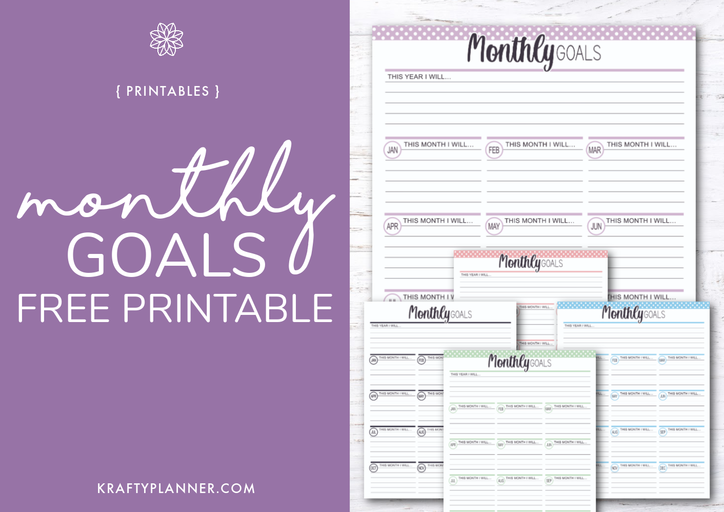 Monthly Goals Worksheet Free Printable Day 1 Krafty Planner
