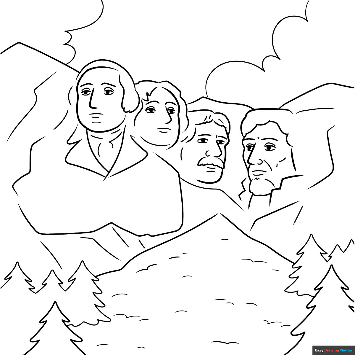 Mount Rushmore Coloring Page Easy Drawing Guides