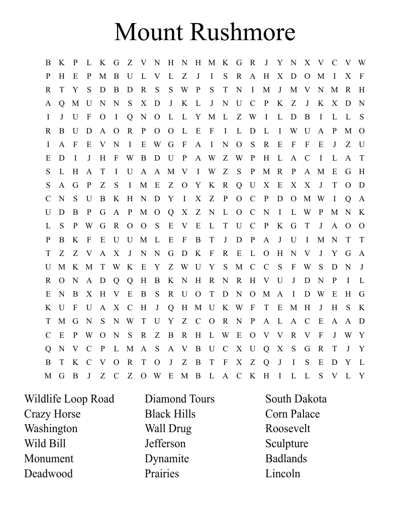 Free Printable Mount Rushmore Worksheets