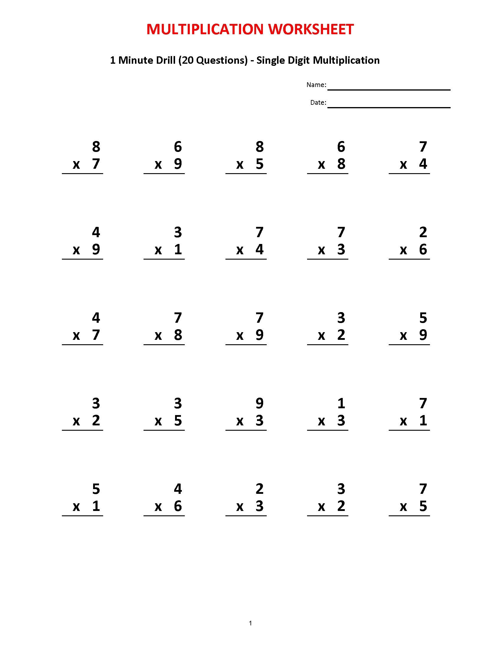 Free Printable Mad Minute Math Worksheets Free Printable Mad Minute Math Worksheets