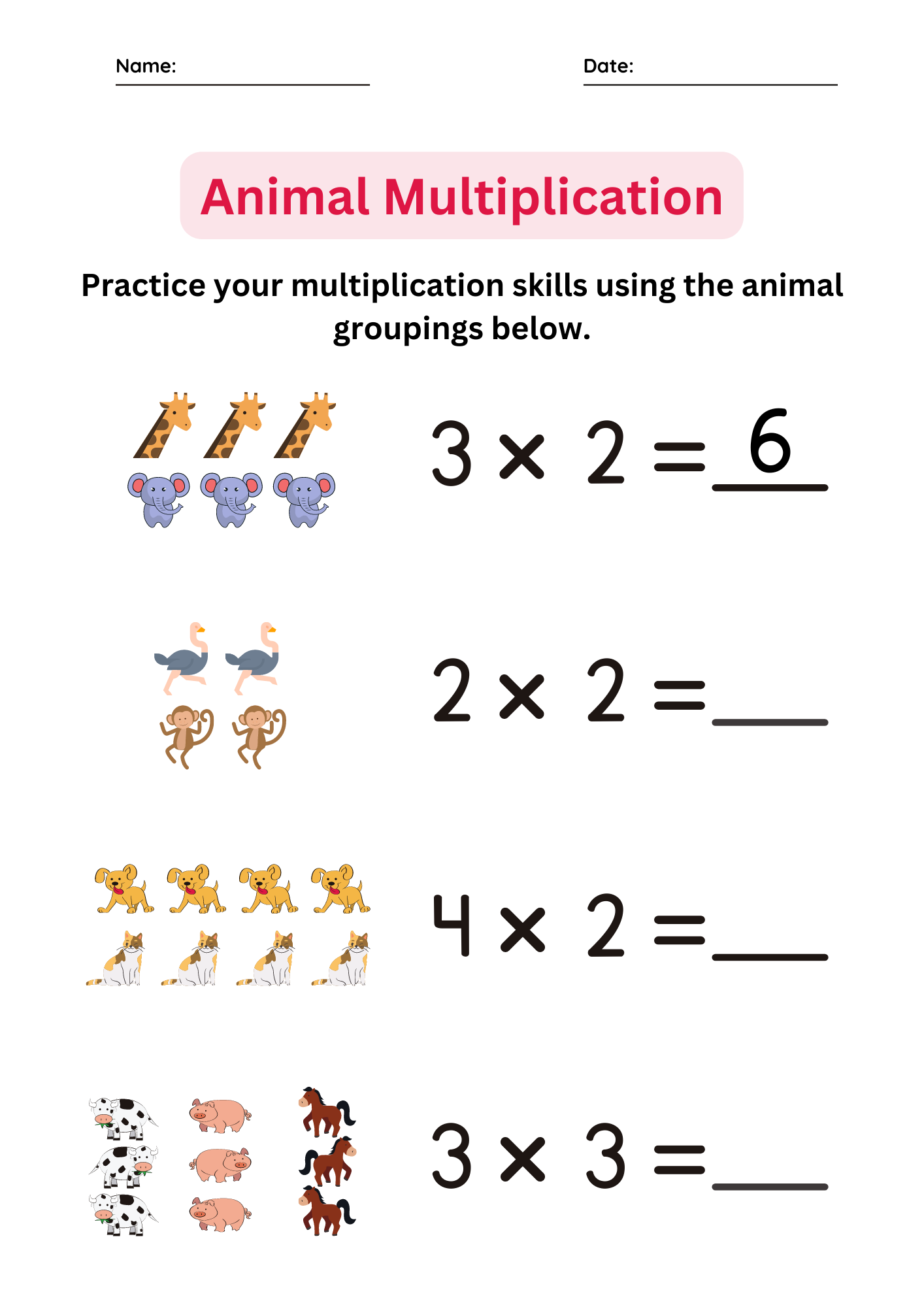 Multiplication Facts Fluency Practice Basic Math Worksheets For Grade 1 2 3
