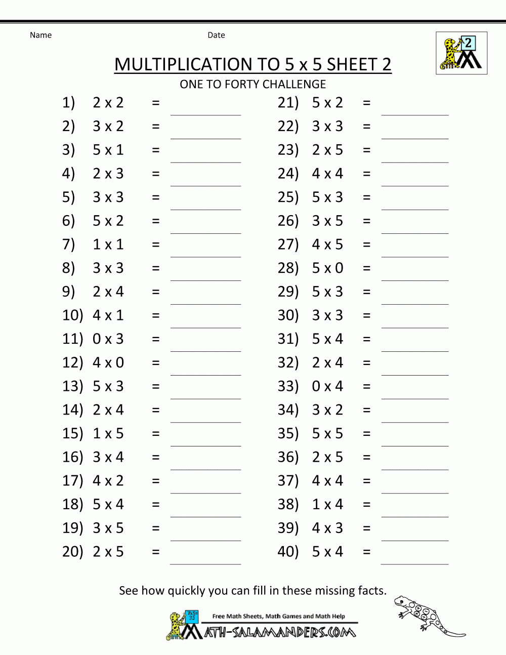Basic Multiplication Free Printable Worksheets Basic Multiplication Free Printable Worksheets