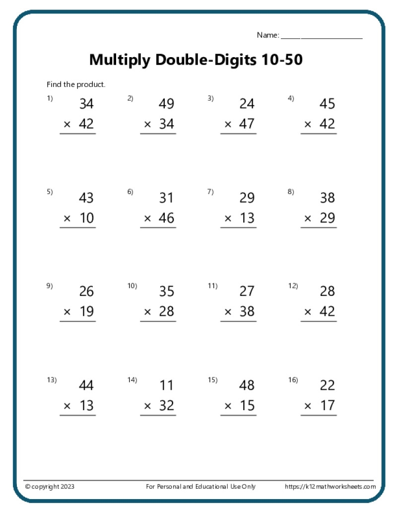 Multiplication Worksheets K12 Math Worksheets
