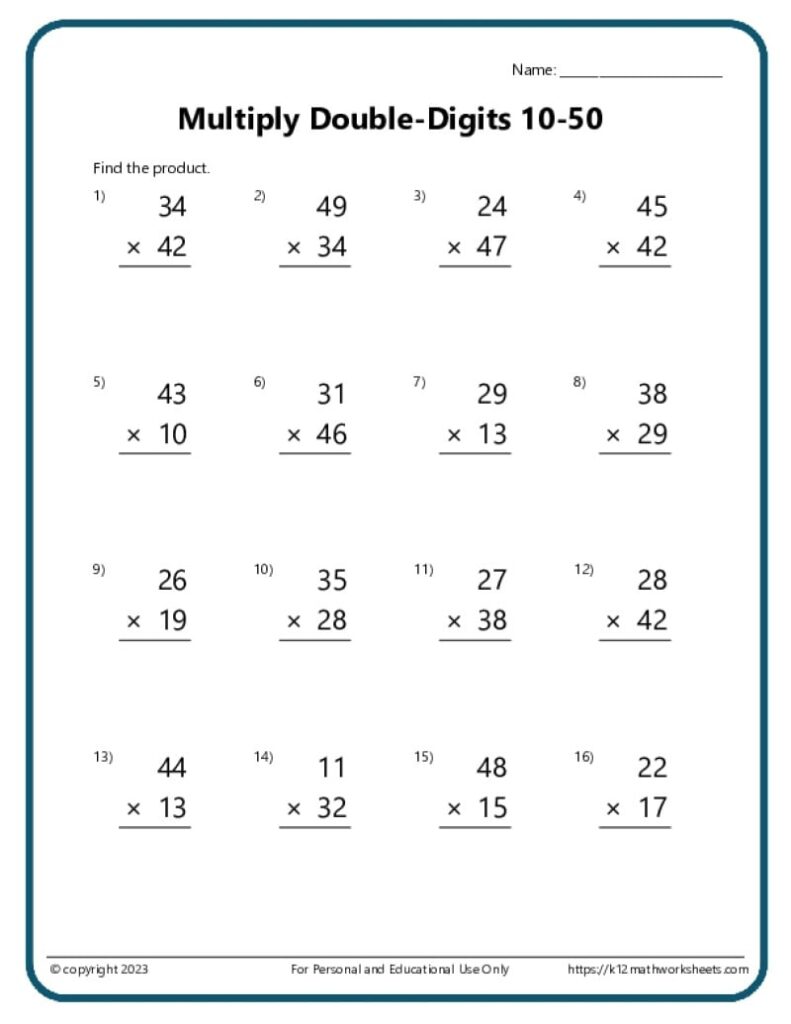 Free Printable Math Worksheets Multiplication Facts - Printable Worksheets