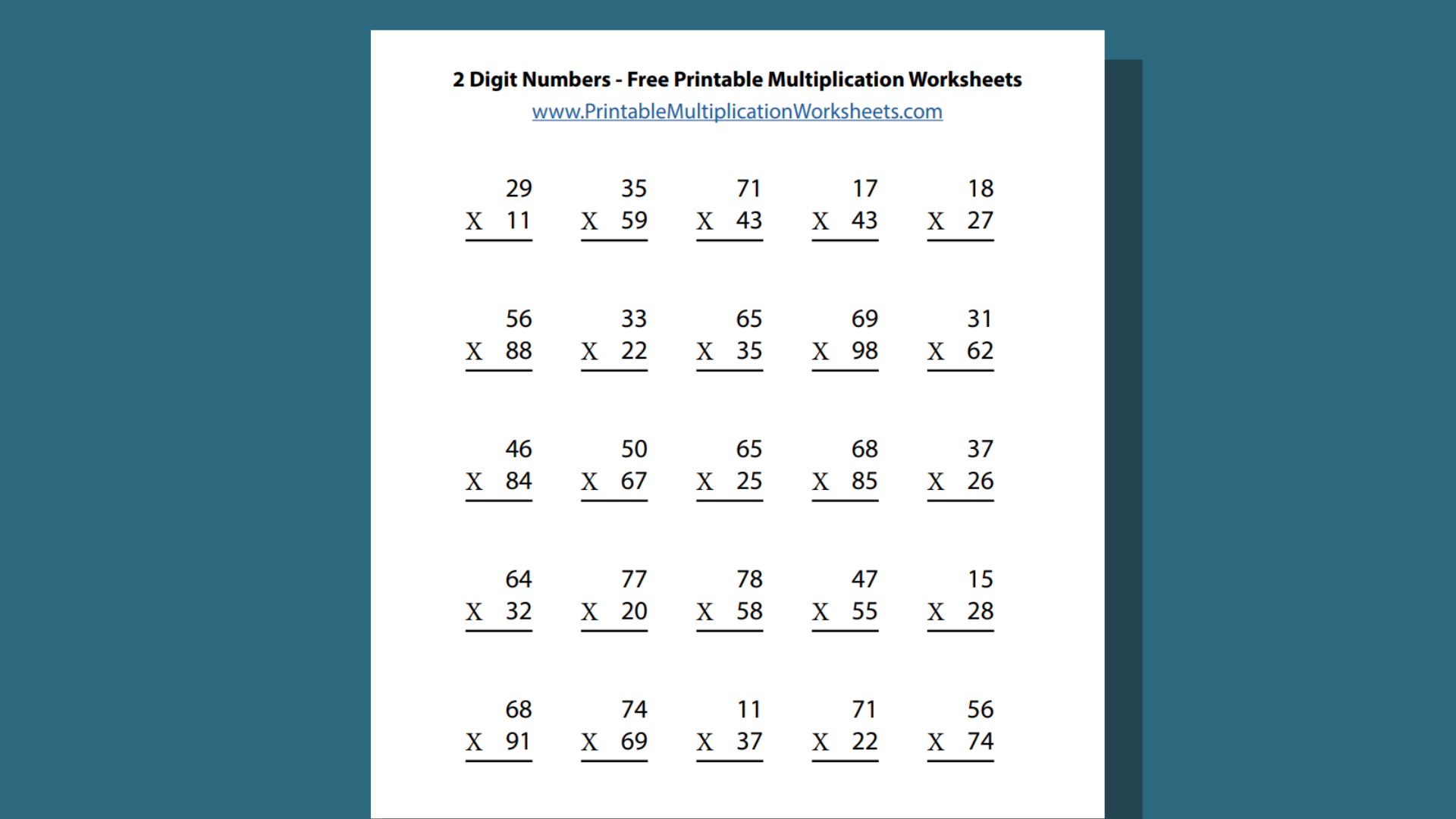 Multiplying With 2 Digit Numbers Printable Multiplication 