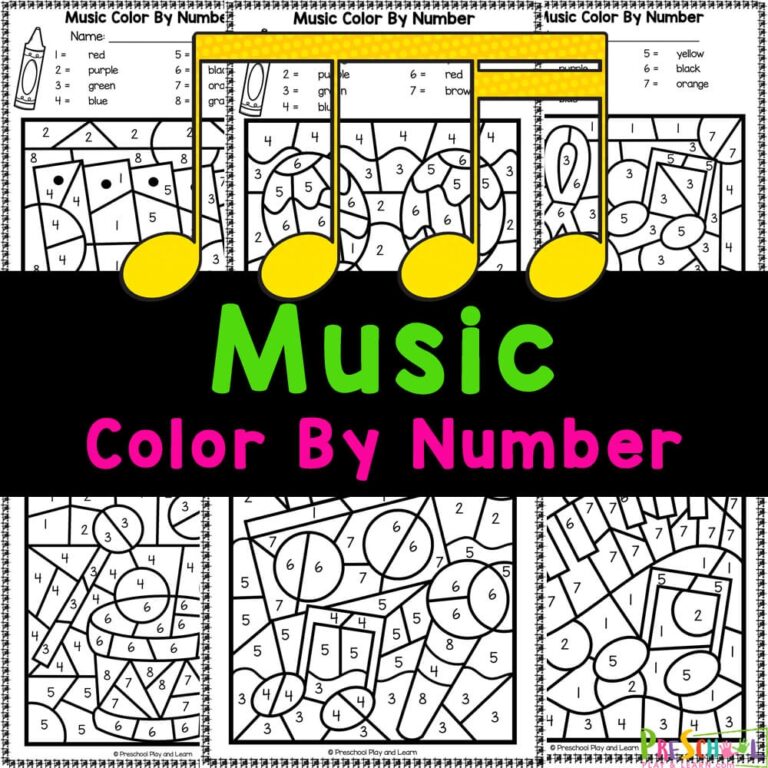  Music Color By Number Printable Worksheets