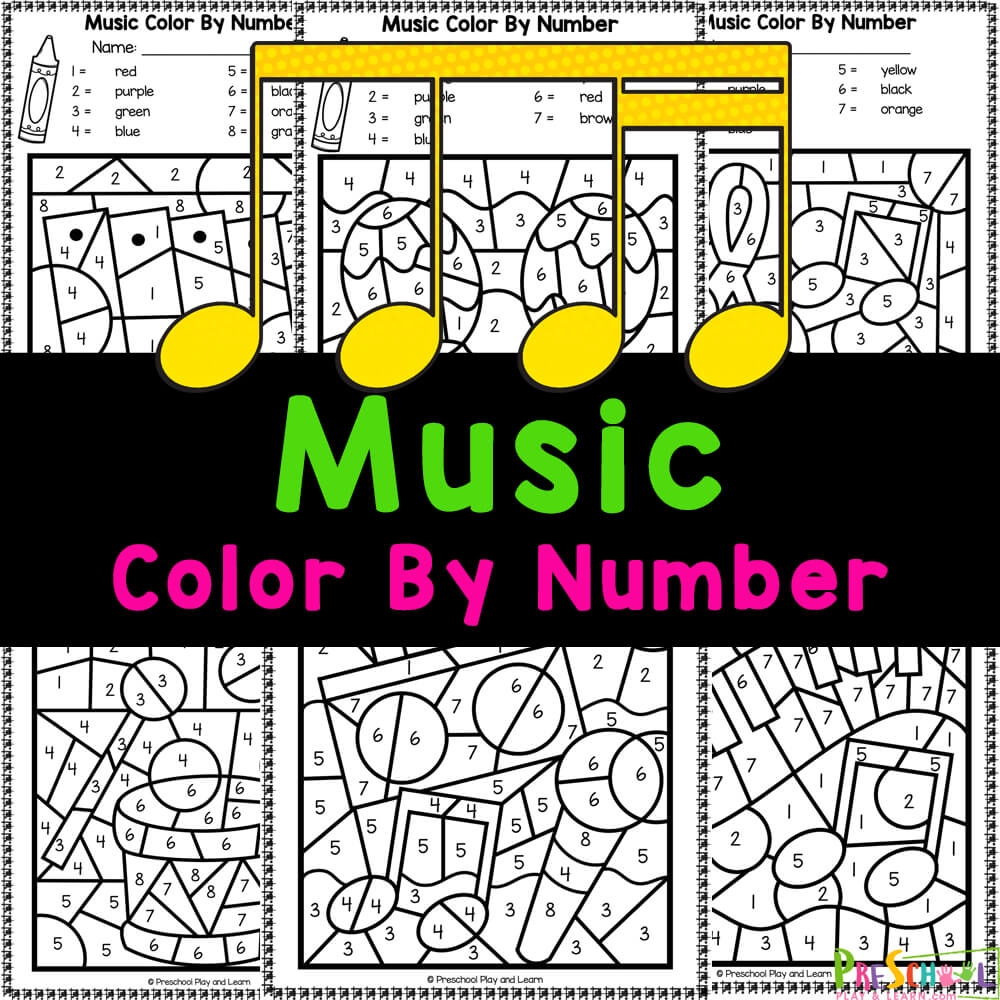 Music Color By Number Printable Worksheets