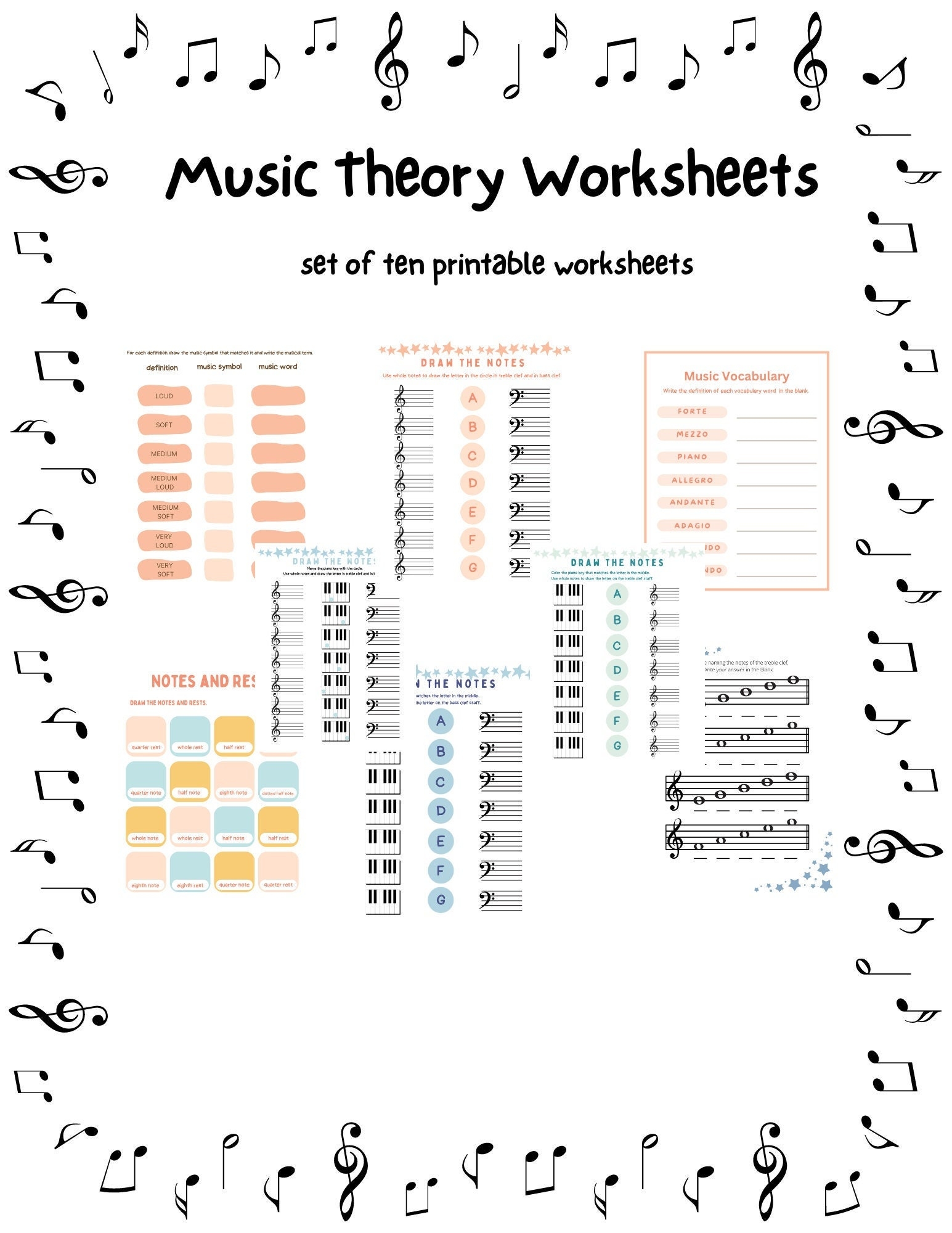 Music Worksheets Printable Music Theory Worksheets Homeschool 