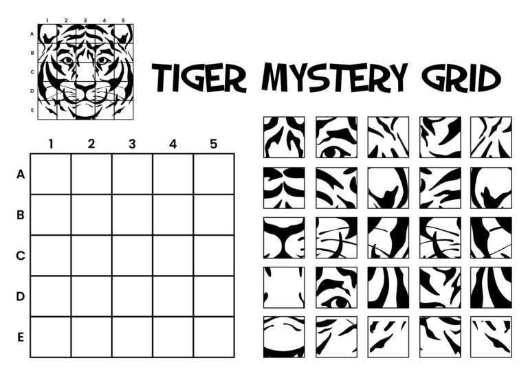 Mystery Grid Drawing Worksheets Tiger Art Worksheets Art Worksheets Library