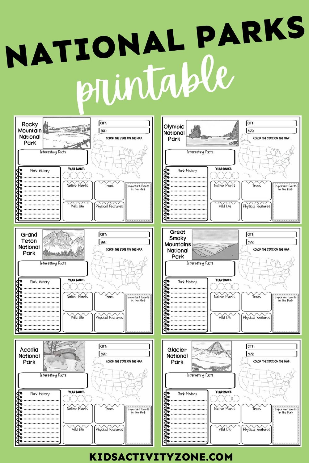 National Parks Worksheets Kids Activity Zone