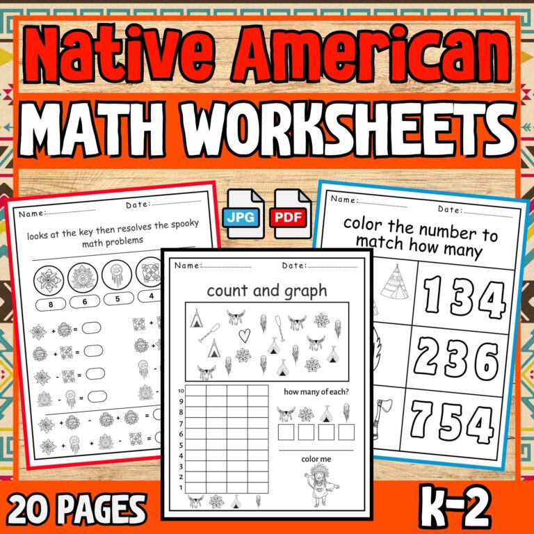 Native American Heritage Month Math Worksheets November Activities K 2