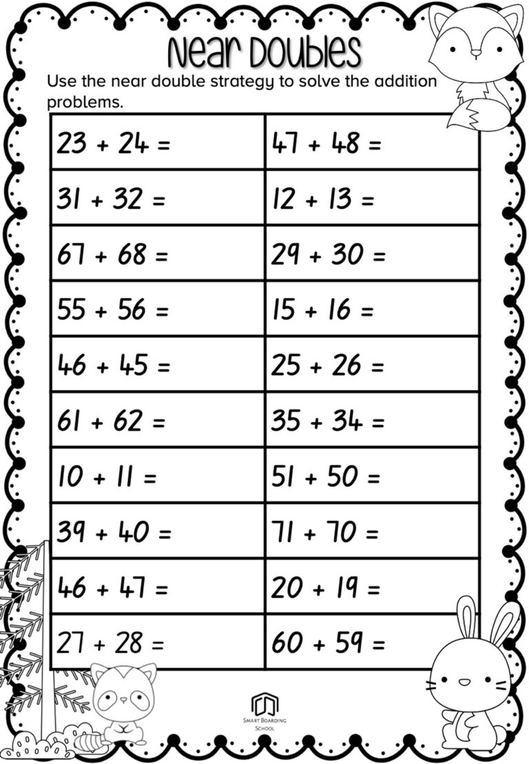 Near Doubles Worksheet