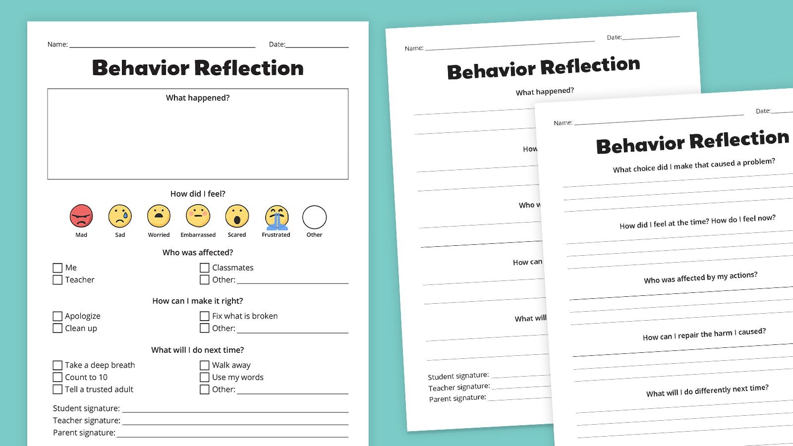 Need Behavior Reflection Sheets Grab Our Free Bundle Need Behavior Reflection Sheets Grab Our Free Bundle