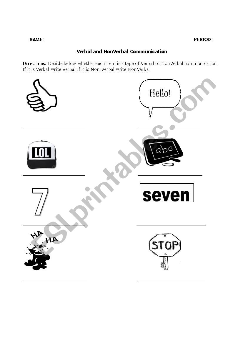 NonVerbal And Verbal Communication ESL Worksheet By Cdh409 