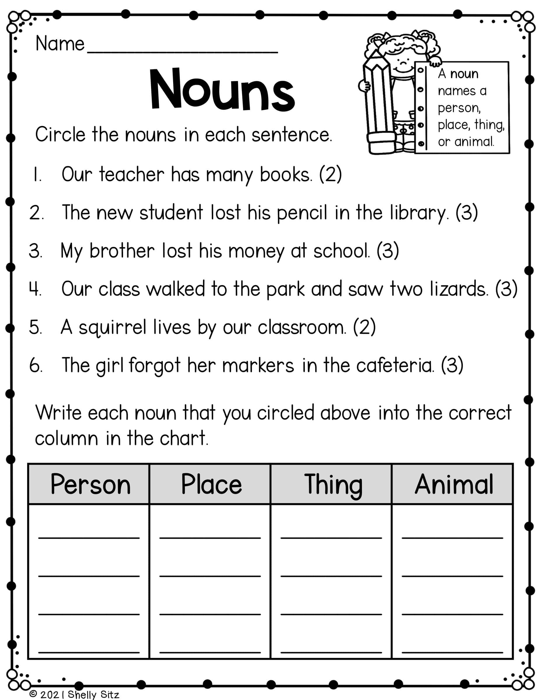 Noun Worksheets Second Grade Teaching Blog
