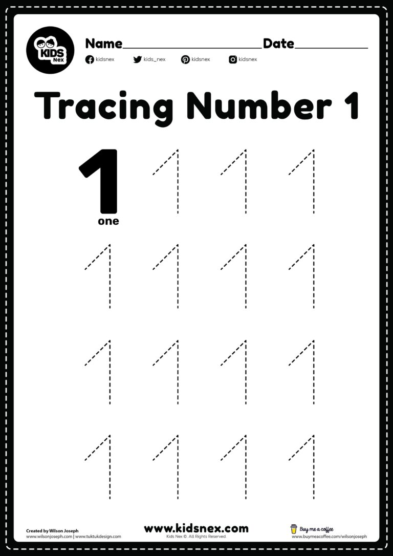 Number 1 Tracing Worksheet For Kids Free Printable KidsNex
