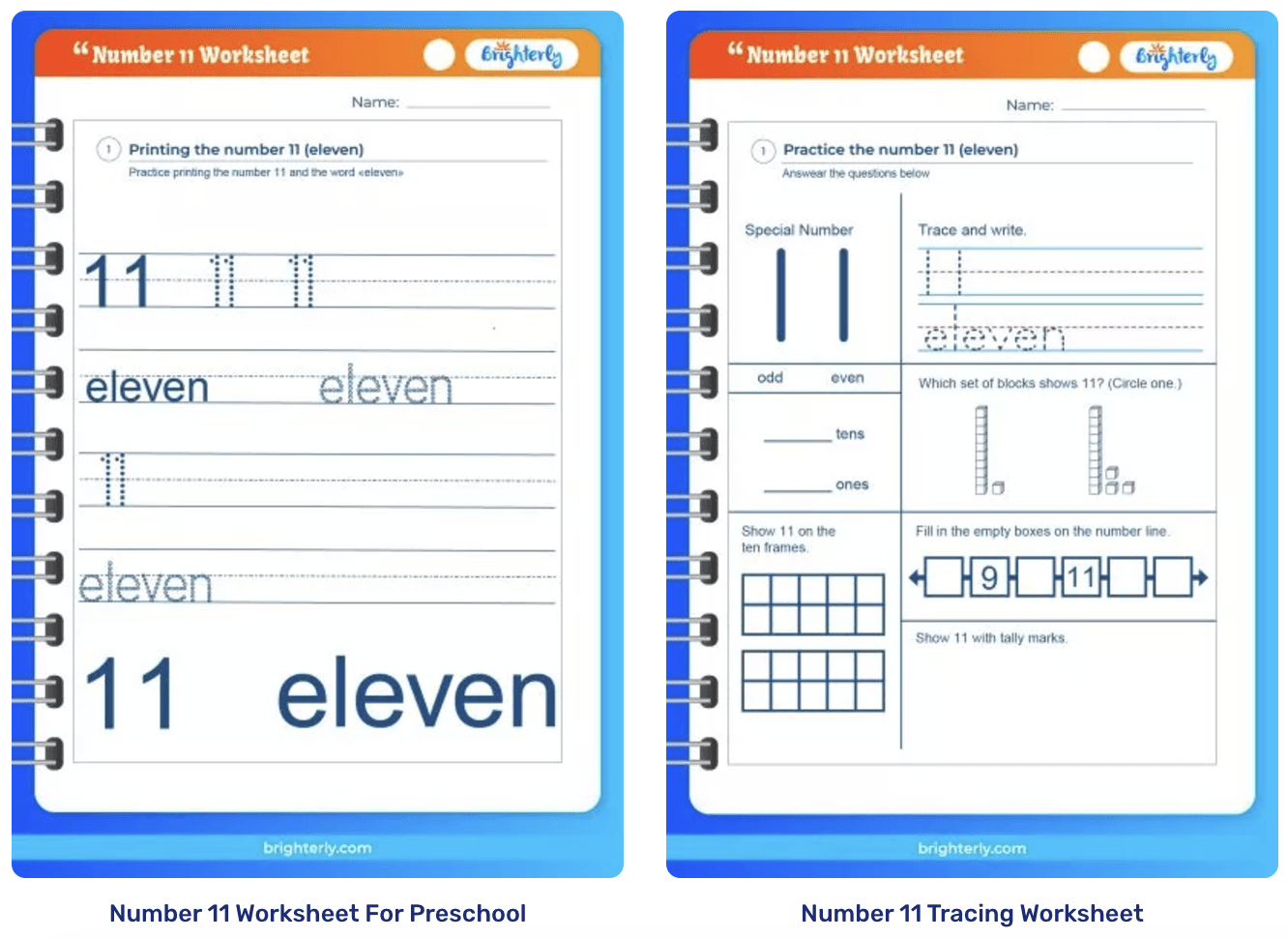 Number 11 Worksheets PDF
