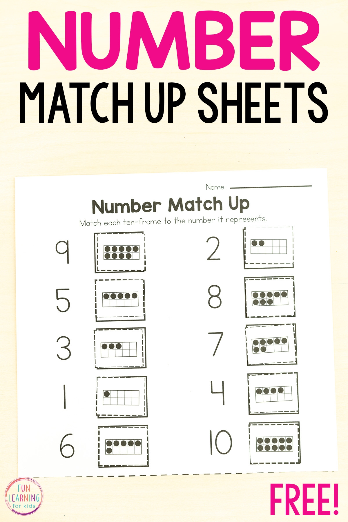 Number Match Up Worksheets
