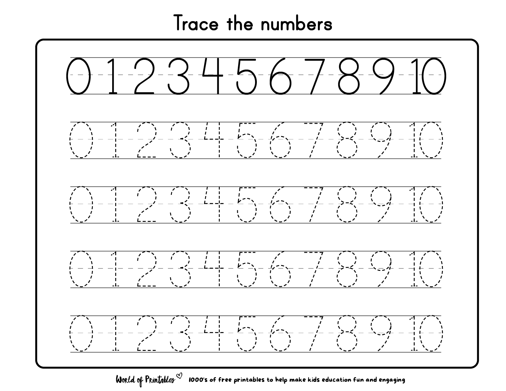 Number Tracing 1 To 10 Activities World Of Printables Worksheets Library