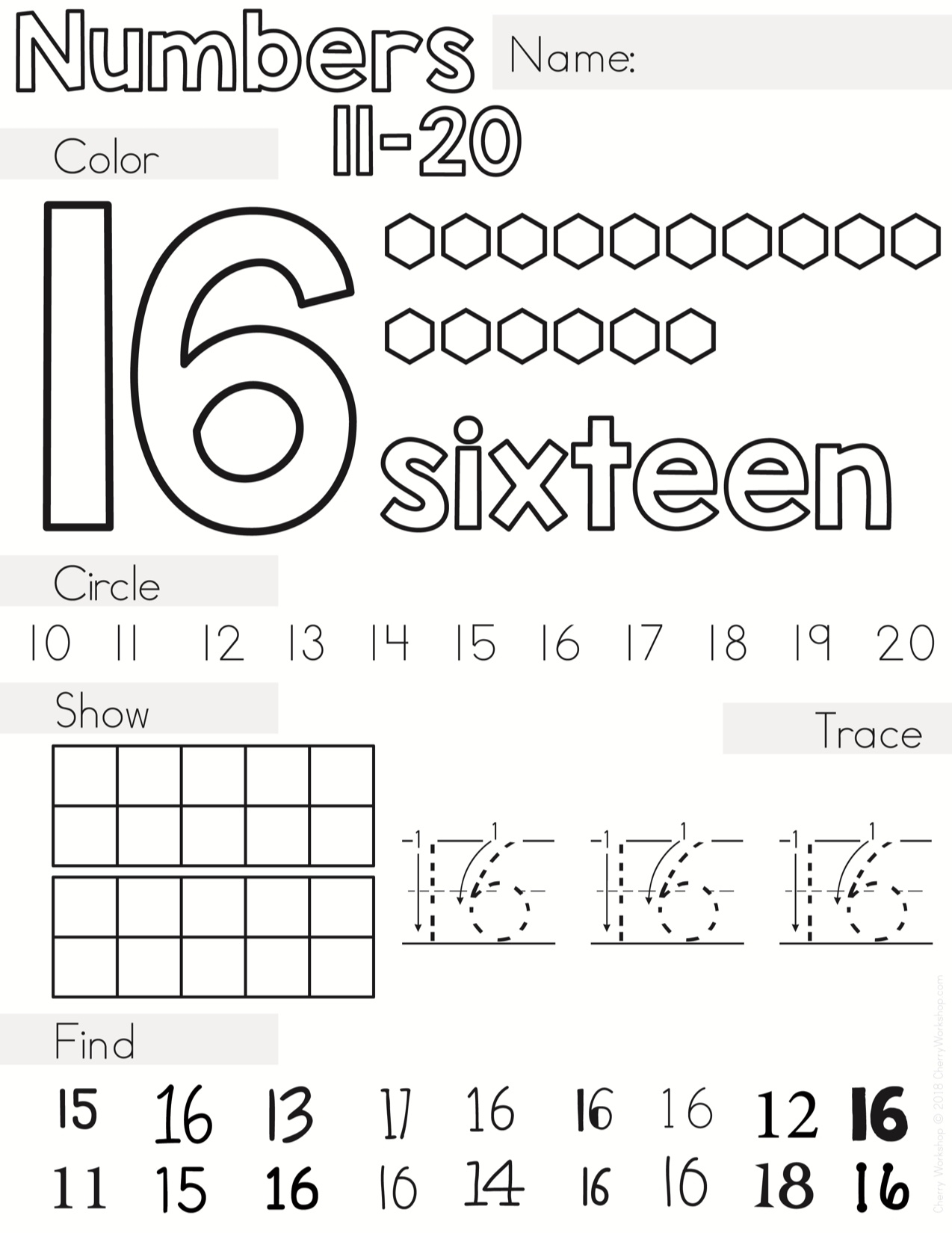 Number Worksheets 11 20 By Teach Simple