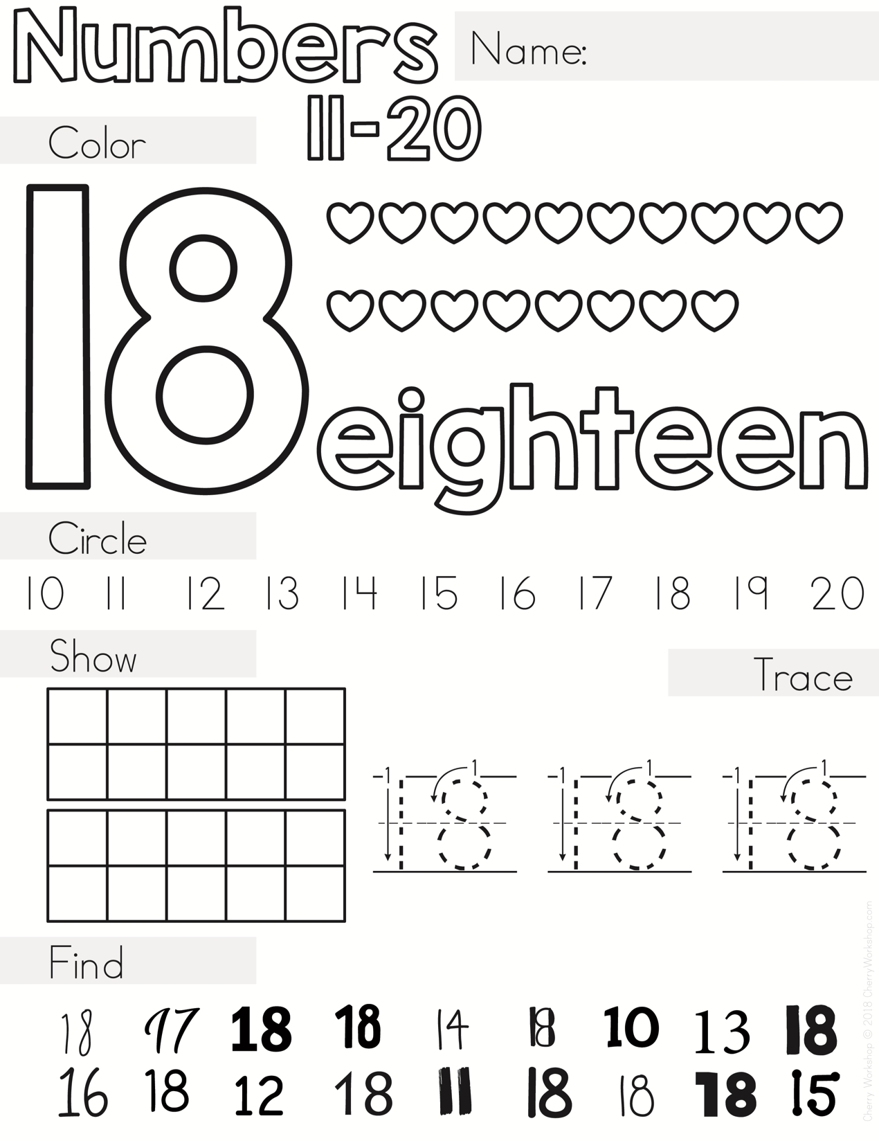 Free Printable Numbers 11 20 Worksheets
