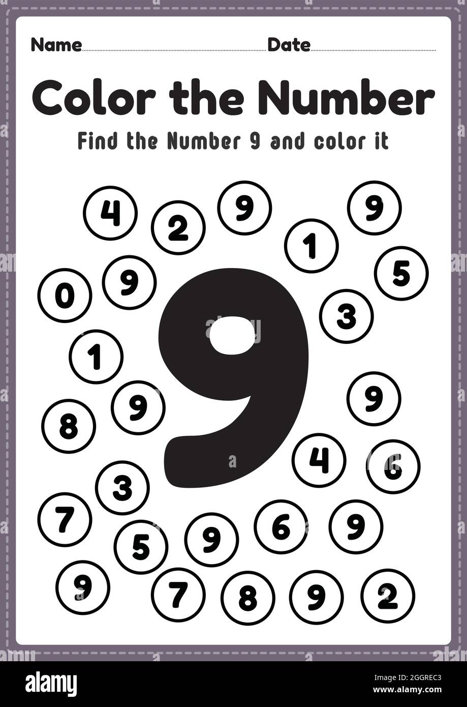 Number Worksheets For Preschool Number 9 Coloring Math Activities 