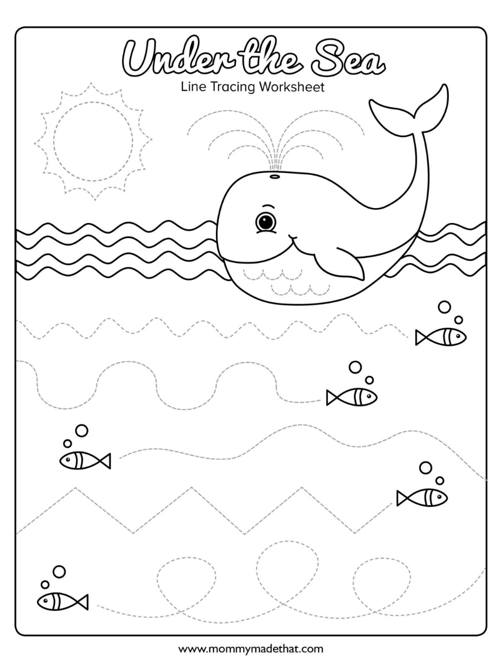 Ocean Line Tracing Work Sheet Ocean Animals Preschool Ocean Theme Preschool Ocean Activities Preschool