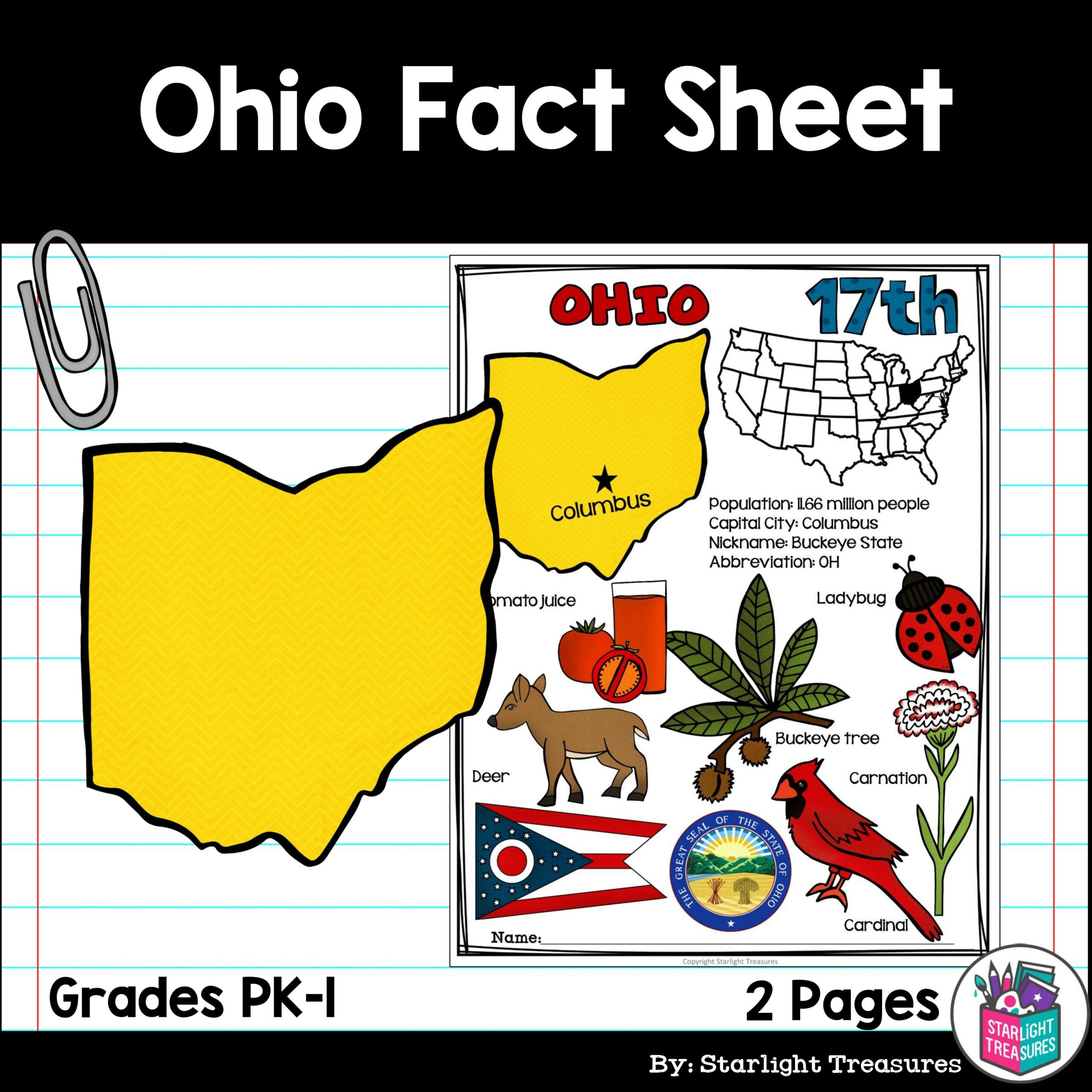 Ohio Fact Sheet For Early Readers A State Study Made By Teachers