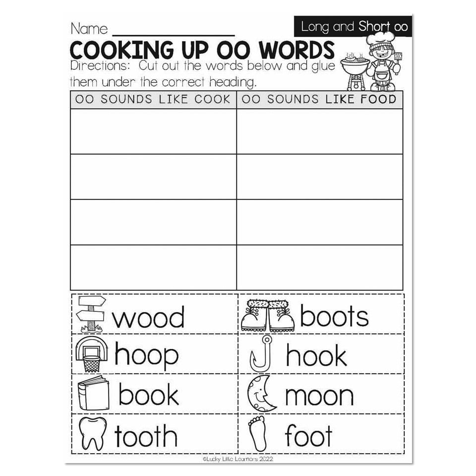Free Printable Oo Sound Worksheets