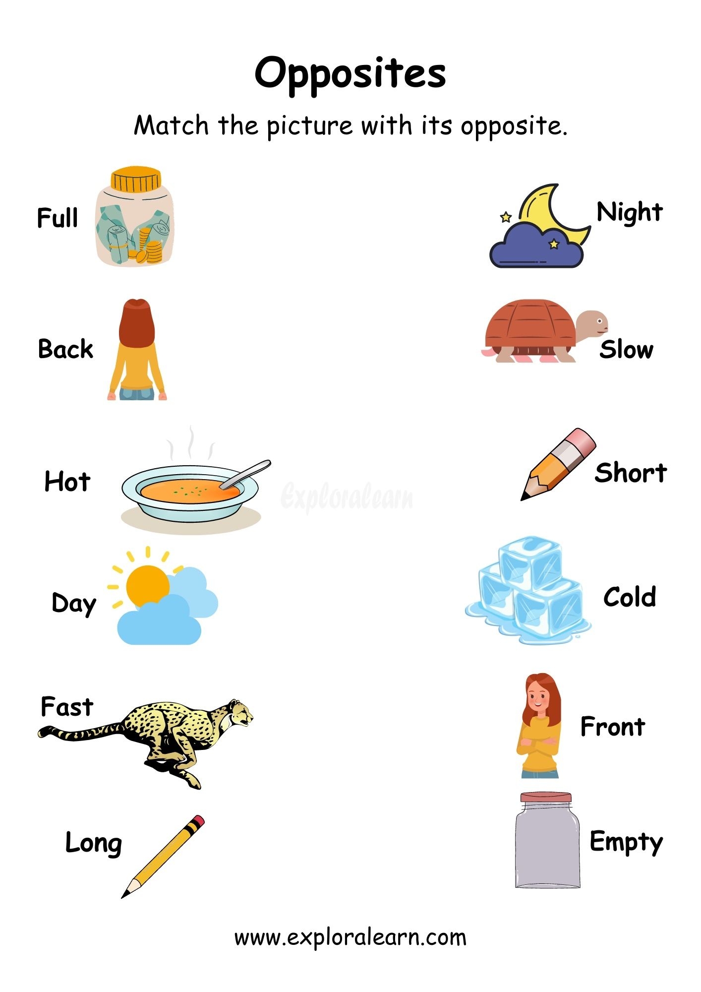 Free Printable Opposite Word Match Worksheets