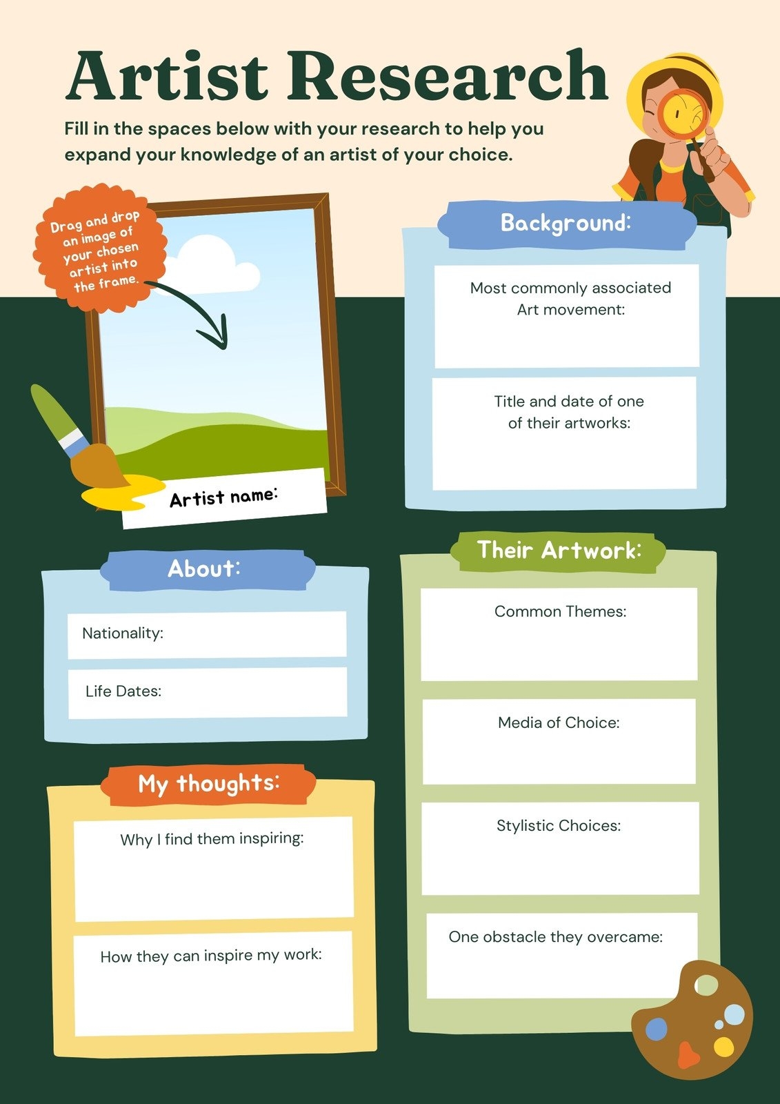 Page 3 Free Custom Printable Art Worksheet Templates Canva