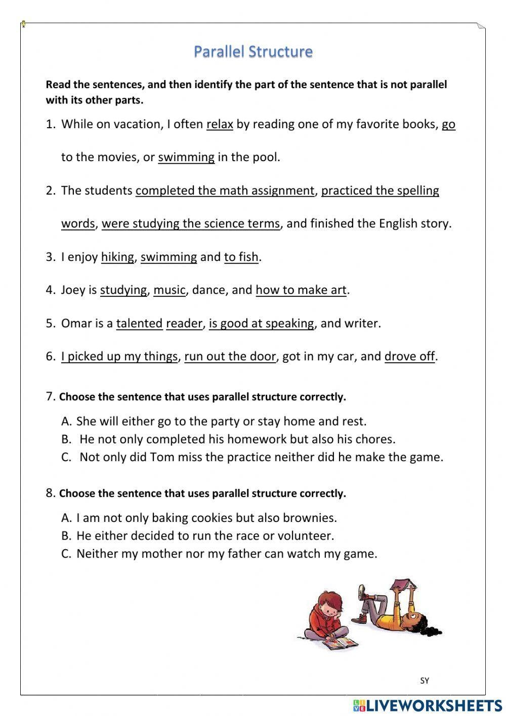 Parallel Structures Live Worksheets Worksheets Library