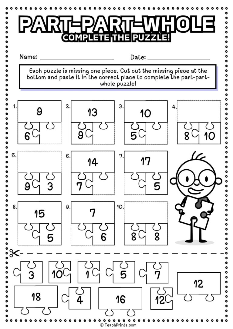 Part Part Whole Worksheets Free Teach Prints