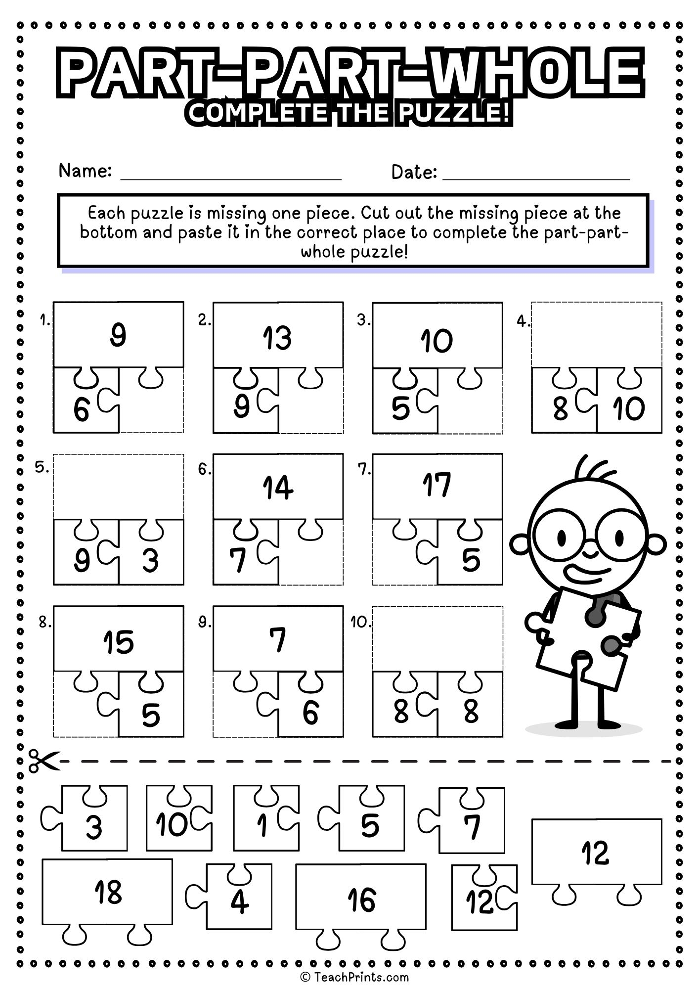 Part Part Whole Worksheets Free Teach Prints