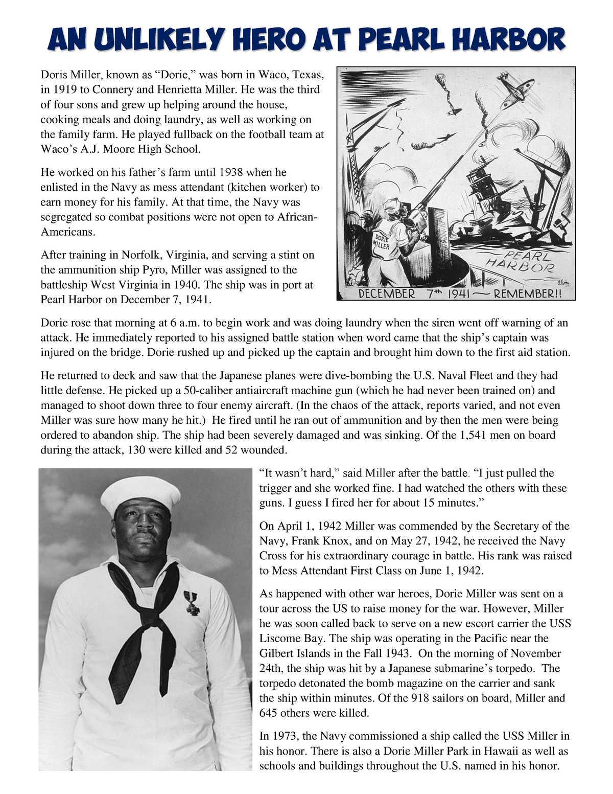 Free Printable Pearl Harbor Worksheets