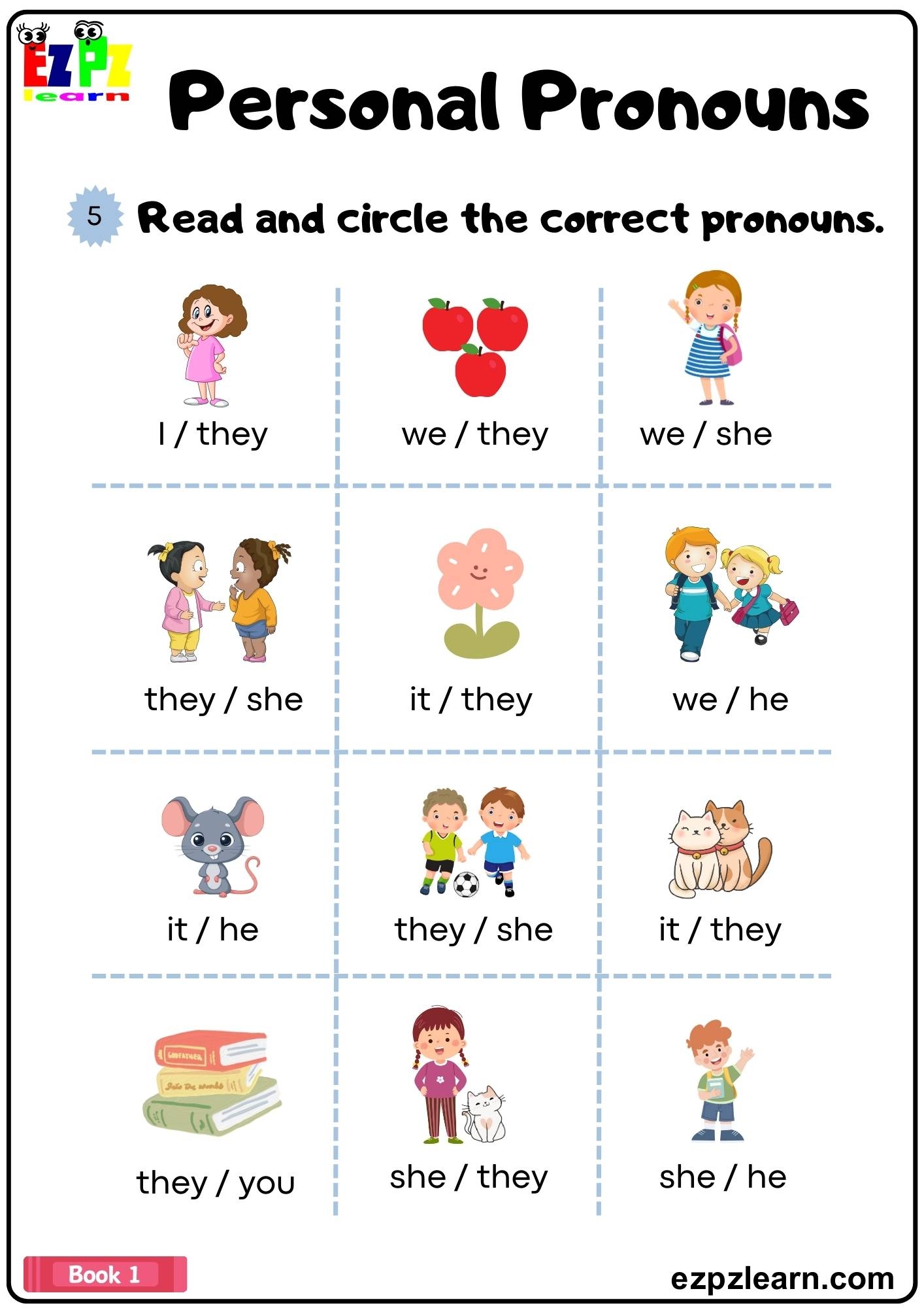 Personal Pronouns Read And Circle The Correct Pronouns Grammar 