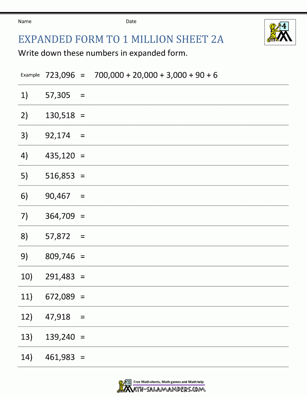 Place Value Worksheet Up To 10 Million Place Value Worksheet Up To 10 Million