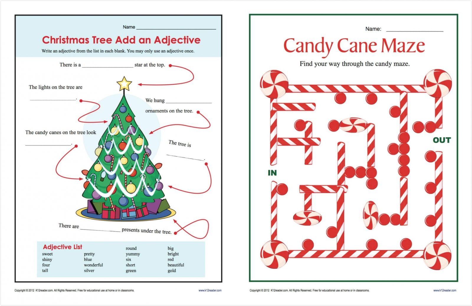 Free Printable Worksheets Christmas
