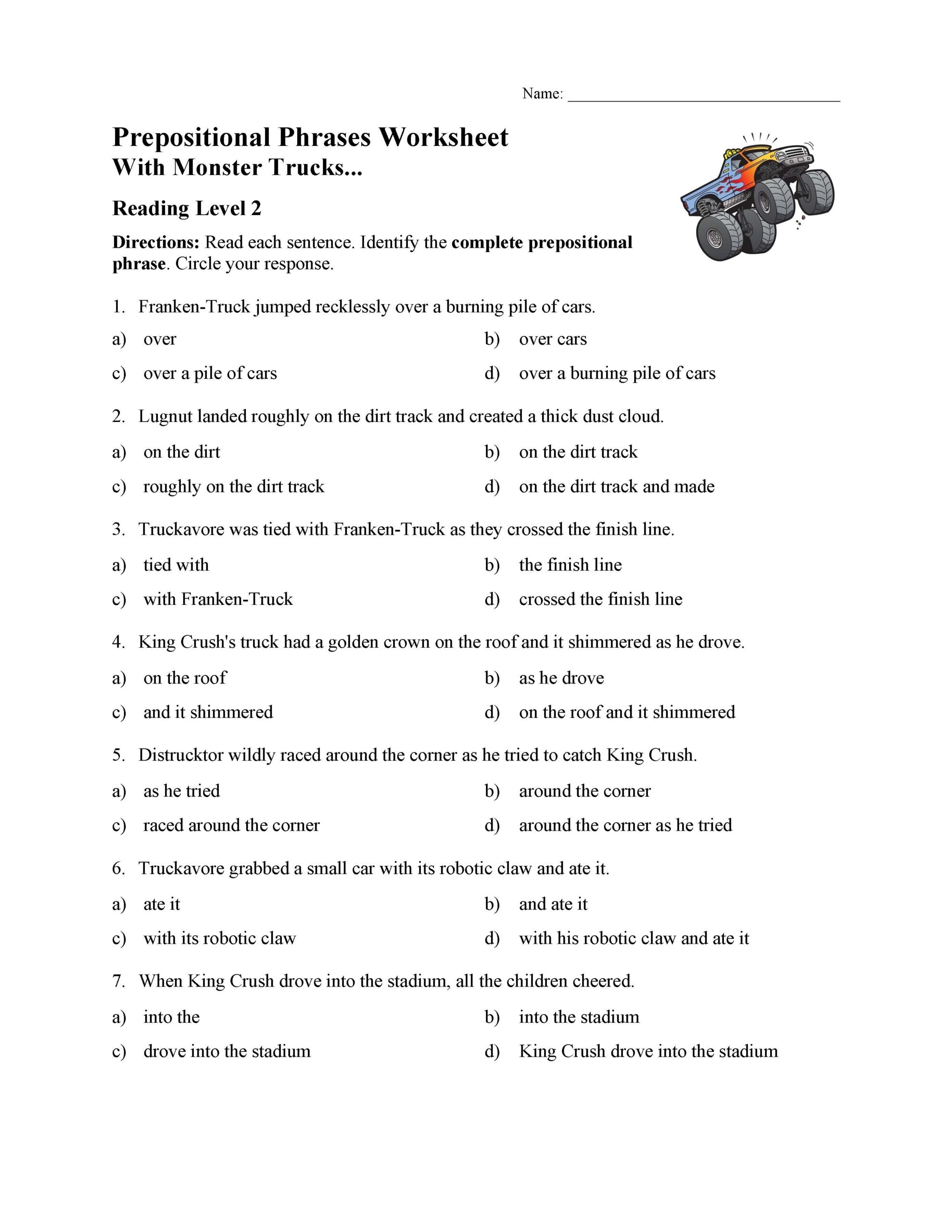 Preposition Worksheets And Activities Parts Of Speech Worksheets Library
