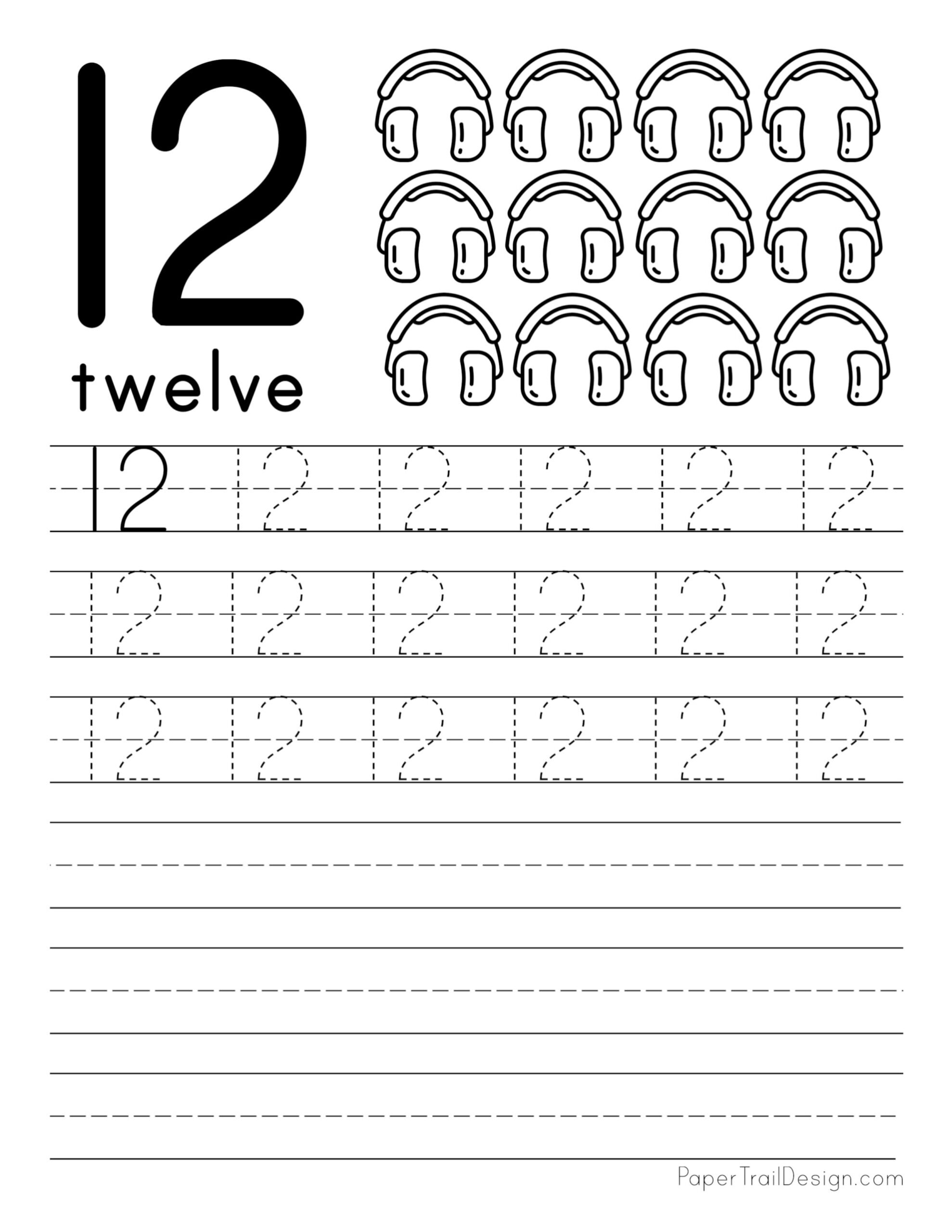 Print The Number 12 twelve K5 Learning Worksheets Library