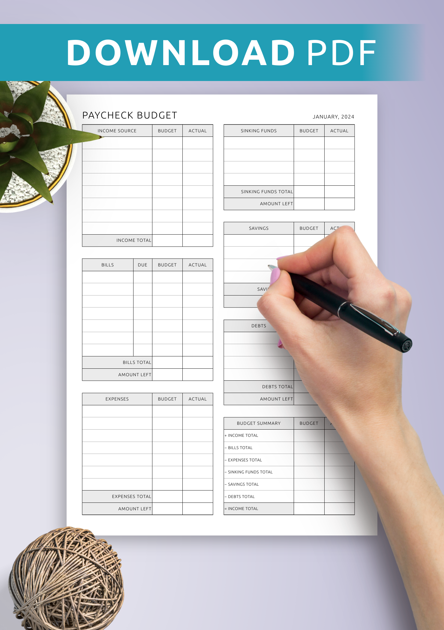 Free Printable Paycheck Budget Worksheets