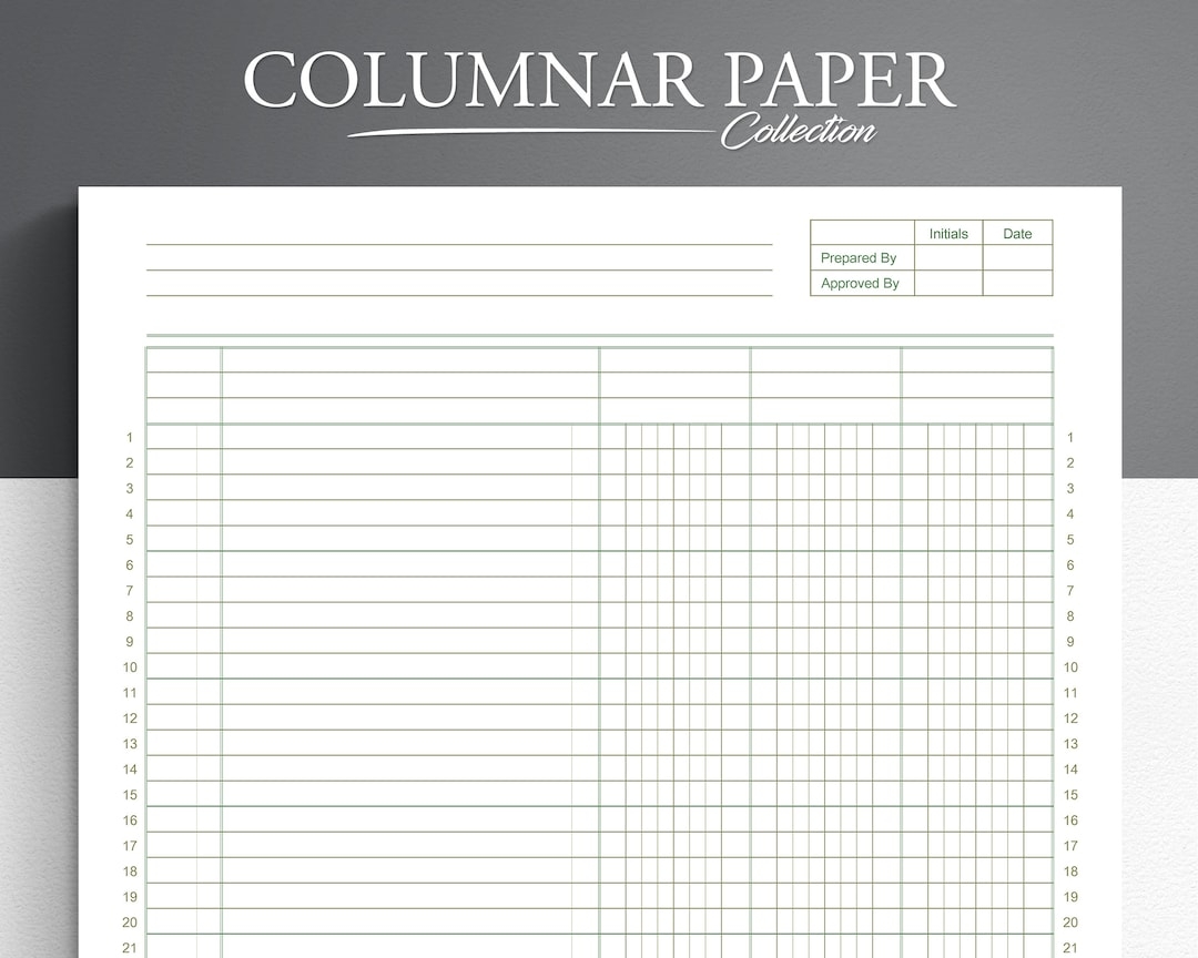 Printable Columnar Paper Accounting Ledger Digital Ledger Paper Printable Ledger Paper Ledger Book Etsy