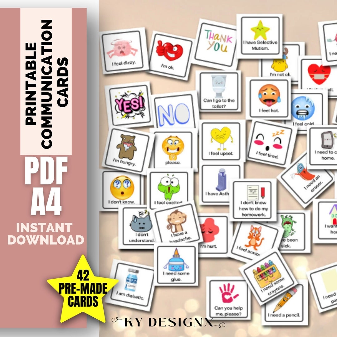 Printable Communication Cards For Non verbal Autism Children 