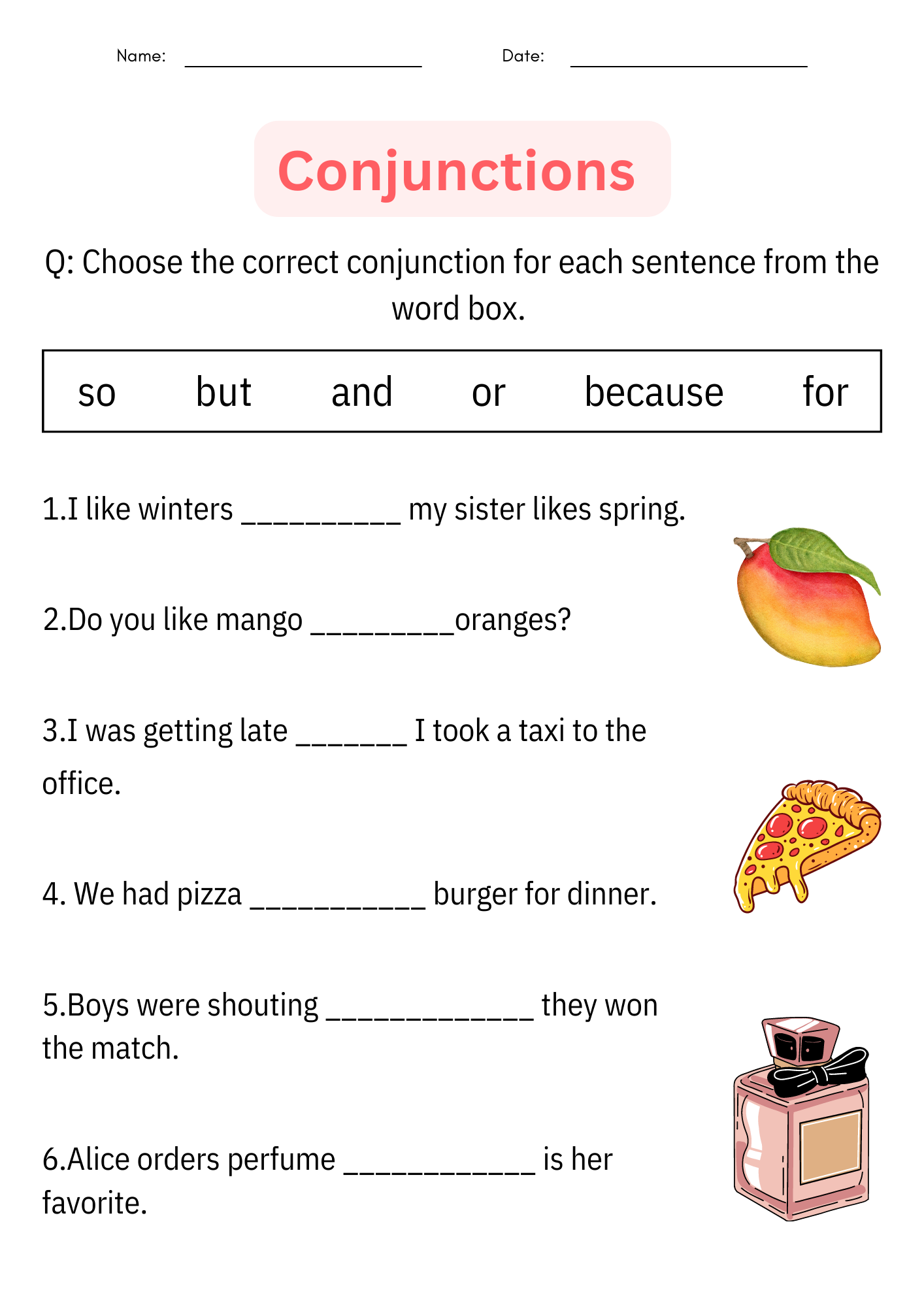 Printable Conjunctions Worksheets U0026 Posters For 1st Grade Daily Grammar Practice