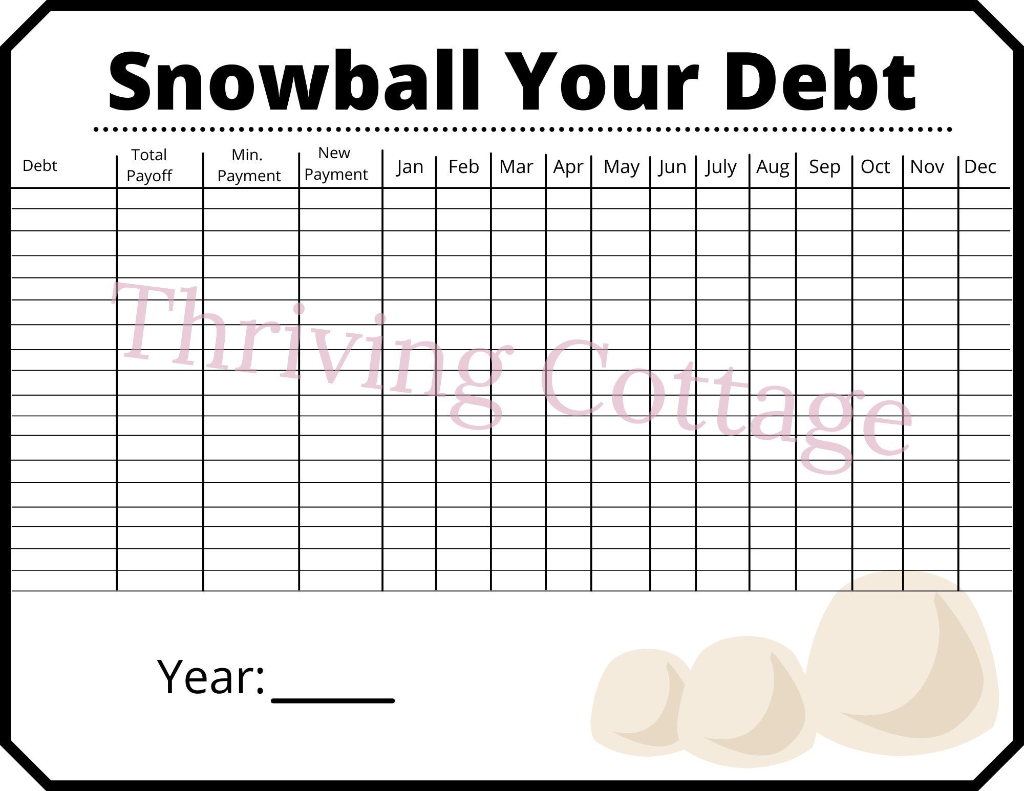 Printable Dave Ramsey Cash Budgeting Snowball Your Debt Worksheet Etsy