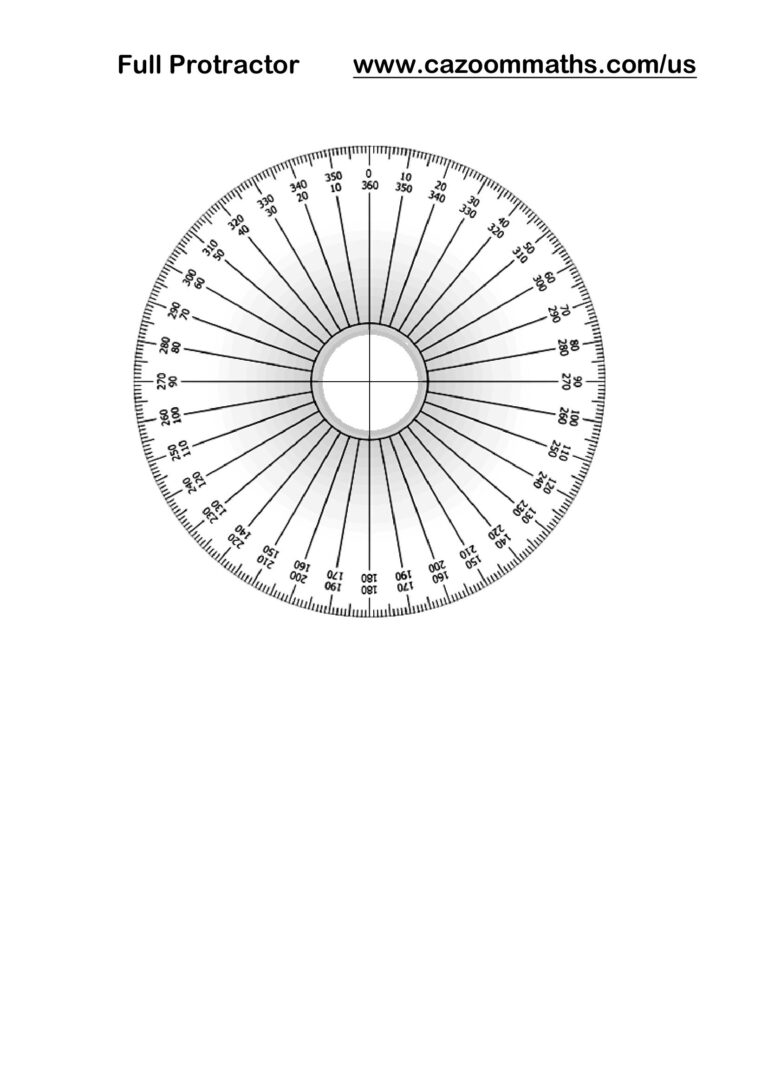 Printable Full Protractor FREE Teaching Resources